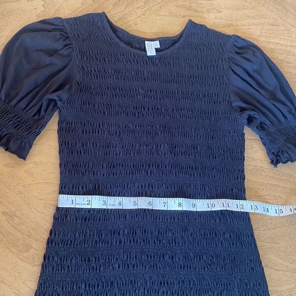 & Other Stories Black Smocked Puff Sleeve Mini Dress Size Small - Picture 9 of 12